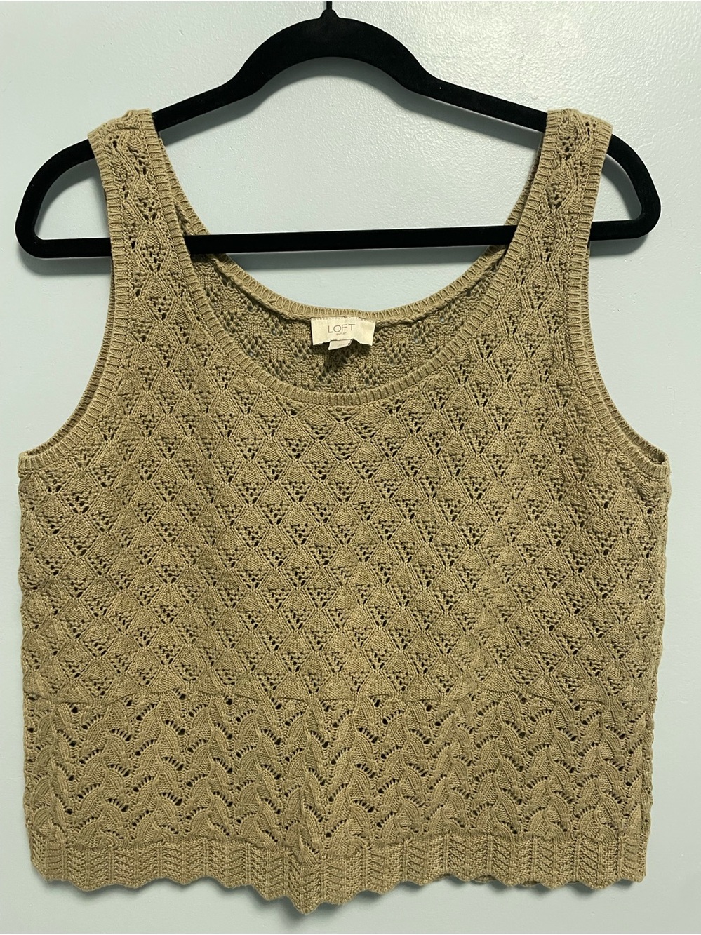 LOFT Olive Green Crochet Tank Top